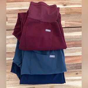 Figs Burgundy and Blue Scrub Pants